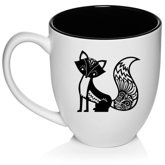 Fancy Fox Ceramic Coffee Mug Tea Cup Gift for Her, Women, Daughter, Mom, Wife, Family, Coworker, Boss, Sister, Aunt, Grandma, Friend, Birthday, Cute, Friend, Anniversary, Fox Lover (16oz White)