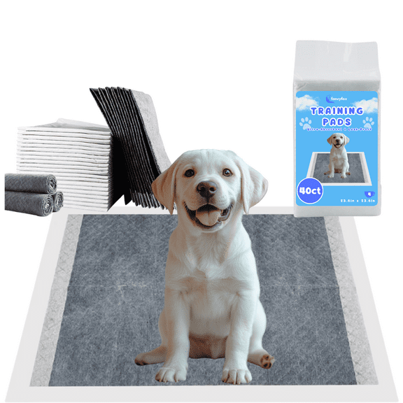 Fancy Fox Charcoal Dog Training Pads Large 23.6"x23.6", Ultra Absorbent, 40 Count
