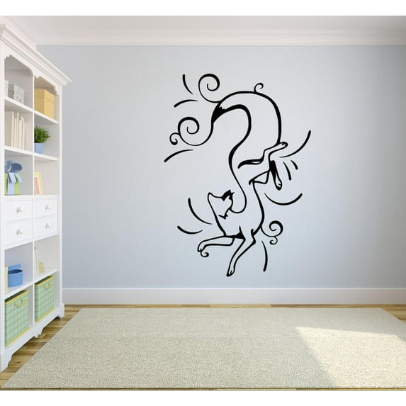 Fancy Fox Tail Foxes Animal Jungle Zoo Wildlife Wall Sticker Art Decal for Girls Boys Room Bedroom Nursery Kindergarten House Fun Home Decor Stickers Wall Art Vinyl Decoration Size (30x27 inch)