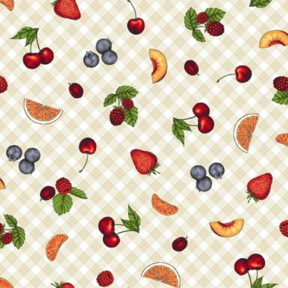 Fancy Fruit Gingham Fruit Cotton Fabric