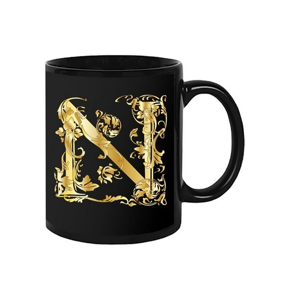 Fancy Golden Letter N Design Mug Unisex's -Image by Shutterstock