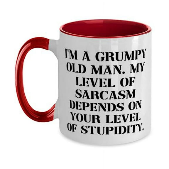 Fancy Grandpa Gifts, I'm A Grumpy Old Man. My Level Of, Brilliant Father Two Tone 11oz Mug Gifts For Granddaddy From Grandson, Grandfather gift, Fathers day gift, Gift for grandpa, Gift for father,