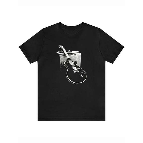Fancy Guitar Print Crew Neck T-shirt For Summer, Men's Soft Short Sleeve Top, Stylish Comfy Tee For Casual Wear