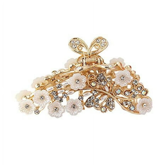 Fancy Hair Claw Jaw Clips Pins for Women - Vintage Chic Alloy Rhinestone Crystal No-slip Hair Catch Clamp Hair Clips Hair Updo Grip Hair Accessories(sliver)