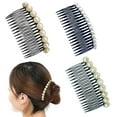 thumbnail image 1 of Fancy Hair Combs for Women Decorative 3 Pieces Pearl Black Hair Side Combs, Daily French Twist Hair Tool Birthday Hair Comb Clips Gift for Girls Wedding Accessories, 1 of 5