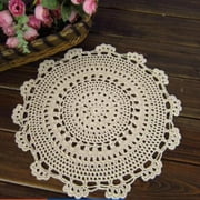Fancy Handmade Crochet Cotton Table Cloth Lace Doilies Round Lace Tablecloths 45cm Beige