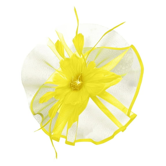Fancy Hats, Comdrip Women Hat Headwear Church Feather Clip Fascinators Hat Wedding Party Cap for High Tea Hats for Women Yellow One Size