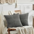 thumbnail image 1 of Fancy Homi 2 Packs Dark Gray Decorative Throw Pillow Covers 22x22 Inch for Living Room Couch Bed Sofa, Rustic Farmhouse Boho Home Decor, Soft Corss Corduroy Patchwork Accent Cushion Case 55x55 cm, 1 of 8