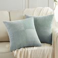 thumbnail image 1 of Fancy Homi 2 Packs Grey Blue Euro Decorative Throw Pillow Covers 26x26 Inch for Couch Bed Sofa, Rustic Farmhouse Boho Home Decor, Soft Corss Corduroy Patchwork Textured Square Cushion Case 66x66 cm, 1 of 8