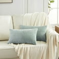 thumbnail image 1 of Fancy Homi 2 Packs Grey Blue Lumbar Decorative Throw Pillow Covers 12x20 inch for Couch Bed Sofa, Rustic Farmhouse Boho Home Decor, Soft Striped Corduroy Rectangle Accent Cushion Case 30x50 cm, 1 of 9