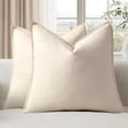 thumbnail image 1 of Fancy Homi 2 Packs Natural Beige Decorative Linen Soild Throw Pillow Covers 18x18 Inch for Living Room Couch Bed sofa, soft Square Farmhouse Vintage Cushion Cases Modern Home Décor, Cream 45x45 cm, 1 of 7