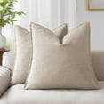 thumbnail image 1 of Fancy Homi 2 Packs Natural Linen Decorative Linen Soild Throw Pillow Covers 20x20 Inch for Living Room Couch Bed sofa, soft Square Farmhouse Vintage Cushion Cases Modern Home Décor, Khaki 50x50 cm, 1 of 7
