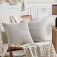 thumbnail image 1 of Fancy Homi 2 packs Neutral Grey Decorative Throw Pillow Covers 20x20 inch for Living Room Couch Bed Sofa, Farmhouse Boho Home Decor, Soft Corss Corduroy Patchwork Accent Square Cushion Case 50x50 cm, 1 of 9