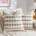 thumbnail image 1 of Fancy Homi 2 Packs Neutral Grey Farmhouse Decorative Throw Pillow Covers 20x20 inch for Couch Bed Chair Indoors, Vintage Country Rustic Retro Room Decor, Soft Handmade Woven Cushion Case with Tassels, 1 of 7