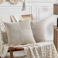 thumbnail image 1 of Fancy Homi 2 Packs Neutral Taupe Decorative Throw Pillow Covers 22x22 Inch for Living Room Couch Bed Sofa, Rustic Farmhouse Boho Home Decor, Soft Corss Corduroy Patchwork Accent Cushion Case 55x55 cm, 1 of 8