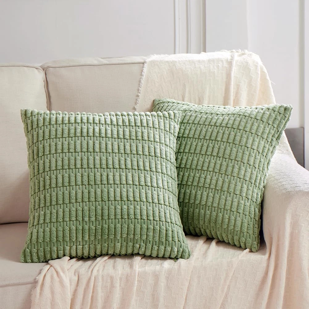 Fancy Homi 2 Packs Sage Green Decorative Throw Pillow Covers 18X18 Inch For Livi