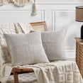 thumbnail image 1 of Fancy Homi 2 Pcs Neutral Grey Big Decorative Throw Pillow Covers 24x24 Inch for Living Room Couch Bed, Rustic Farmhouse Boho Home Decor, Soft Corss Corduroy Patchwork Accent Square Cushion Case 60cm, 1 of 9
