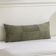 thumbnail image 1 of Fancy Homi Set of 1 Olive Green Boho Long Lumbar Body Decorative Throw Pillow Cover 14x36 inch for Bed Couch Bedroom Bench, Soft Patchwork Corduroy Textured Pillow Case, Rustic Farmhouse Room Decor, 1 of 7