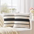 thumbnail image 1 of Fancy Homi Set of 2 Boho Black Decorative Throw Pillow Cover 20x20 inch for Couch Bed Sofa, Aesthetic Modern Organic Farmhouse Home Decor, Soft Cotton Cute Accent Macrame Woven Cushion Case, 1 of 7