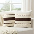 thumbnail image 1 of Fancy Homi Set of 2 Boho Brown Decorative Throw Pillow Cover 16x16 inch for Couch Bed Sofa, Aesthetic Modern Organic Farmhouse Home Decor, Soft Cotton Cute Accent Macrame Woven Cushion Case, 1 of 6