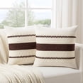 thumbnail image 1 of Fancy Homi Set of 2 Boho Brown Decorative Throw Pillow Cover 18x18 inch for Couch Bed Sofa, Aesthetic Modern Organic Farmhouse Home Decor, Soft Cotton Cute Accent Macrame Woven Cushion Case, 1 of 6