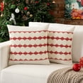 thumbnail image 1 of Fancy Homi Set of 2 Boho Christmas Red Decorative Throw Pillow Covers 18x18 Inch for Living Room Couch Bed Sofa, Modern Farmhouse Holiday Home Decor, Soft Cotton Line Square Cushion Case 45x45 cm, 1 of 6
