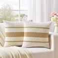 thumbnail image 1 of Fancy Homi Set of 2 Boho Neutral Decorative Throw Pillow Cover 18x18 inch for Couch Bed Sofa, Aesthetic Modern Organic Farmhouse Home Decor, Soft Cotton Cute Accent Macrame Woven Tan Cushion Case, 1 of 7