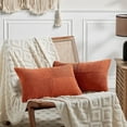 thumbnail image 1 of Fancy Homi Set of 2 Burnt Orange Lumbar Decorative Throw Pillow Covers 12x20 inch for Living Room Couch Bed, Boho Farmhouse Fall Home Decor, Soft Corduroy Corss Patchwork Cushion Case 30x50 cm, 1 of 9