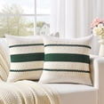thumbnail image 1 of Fancy Homi Set of 2 Dark Green Boho Decorative Throw Pillow Covers 16x16 inch for Couch Bed Sofa Bedroom Indoors, Modern Farmhouse Vintage Forest Green Living Room Decor, 1 of 7