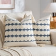 thumbnail image 1 of Fancy Homi Set of 2 Dusty Blue Vintage Decorative Throw Pillow Covers 20x20 inch for Couch Bed Sofa Chair Bedroom, Rustic Retro Square Cushion Case with Tassels, Farmhouse Boho Living Room Décor, 1 of 7