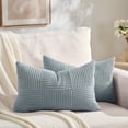 thumbnail image 1 of Fancy Homi Set of 2 Grey Blue Lumbar Boho Decorative Throw Pillow Covers 12x20 inch for Living Room Bedroom Couch, Modern Farmhouse Home Decor, Striped Patchwork Plaid Corduroy Accent Cushion Case, 1 of 5