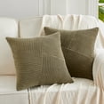 thumbnail image 1 of Fancy Homi Set of 2 Olive Green Boho Decorative Throw Pillow Covers 16x16 inch with Diagonally Pattern for Living Room Couch Bed Sofa, Soft Textured Corduroy Aesthetic Farmhouse Home Decor 40x40 cm, 1 of 7