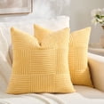 thumbnail image 1 of Fancy Homi Set of 2 Yellow Boho Decorative Throw Pillow Covers 18x18 inch for Living Room Bedroom Couch Bed Sofa, Modern Farmhouse Home Decor, Striped Patchwork Plaid Corduroy Accent Cushion Case, 1 of 5