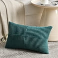 thumbnail image 1 of Fancy Homi Teal Lumbar Decorative Throw Pillow Covers 12x20 inch for Living Room Couch Bed Sofa, Rustic Farmhouse Boho Home Decor, Soft Striped Corduroy Rectangle Accent Cushion Case 30x50 cm, 1 of 5