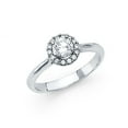 thumbnail image 1 of Fancy Italian 14k Solid White Gold Circle Halo CZ 1.0 ct Wedding Ring, 1 of 2