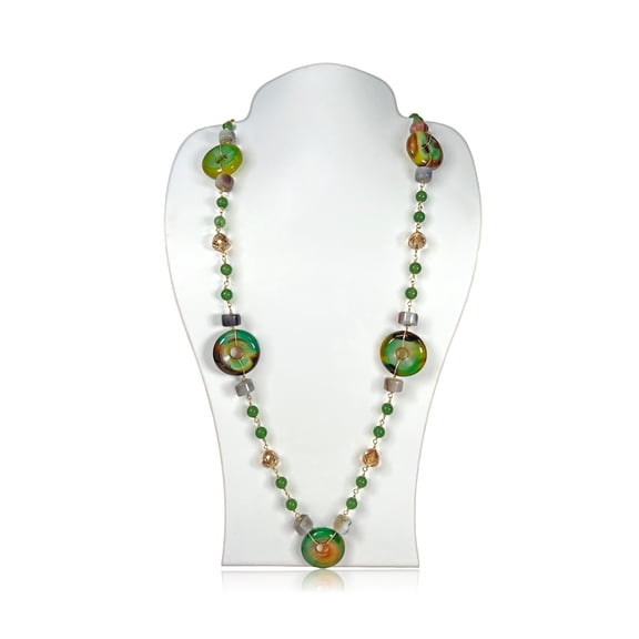 MGR! My Gems Rock Fancy Jasper Donuts Life Saver Mix Stone Necklace