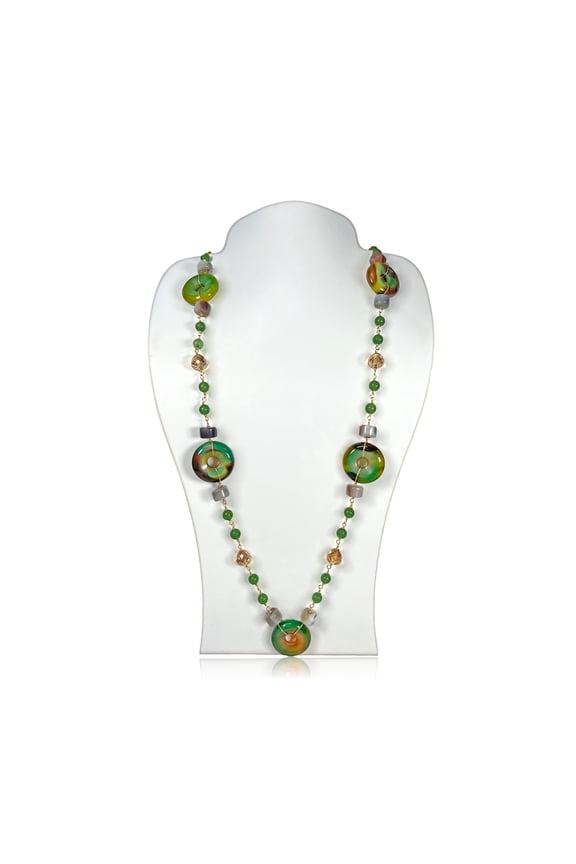 Fancy Jasper Donuts Life Saver Mix Stone Necklace