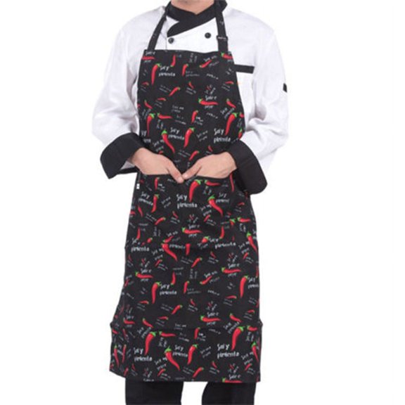 Fancy Kitchen Cooking Aprons, Adjustable Bib Soft Chef Apron with 2 Pockets for Men Women 4#