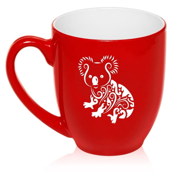 Fancy Koala Bear Ceramic Coffee Mug Tea Cup Gift for Her, Women, Daughter, Mom, Wife, Family, Coworker, Sister, Aunt, Grandma, Friend, Birthday, Cute, Friend, Save The Koala Day (16oz Red)