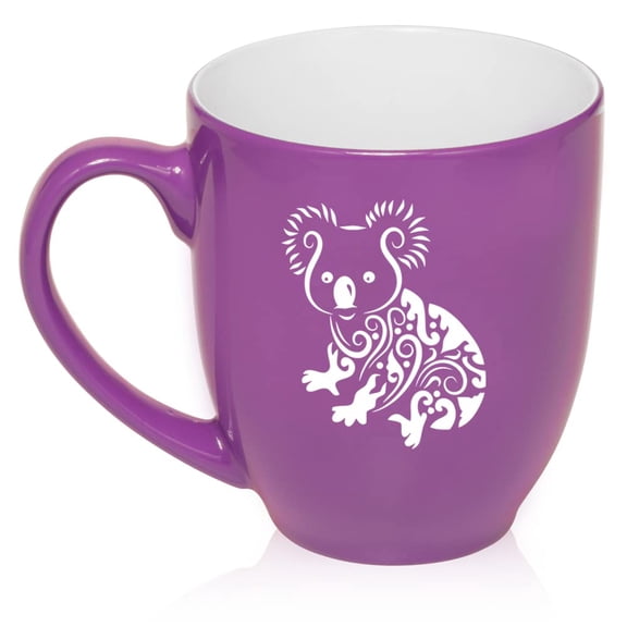 Fancy Koala Bear Ceramic Coffee Mug Tea Cup Gift for Her, Women, Daughter, Mom, Wife, Family, Coworker, Sister, Aunt, Grandma, Friend, Birthday, Cute, Friend, Save The Koala Day (16oz Purple)