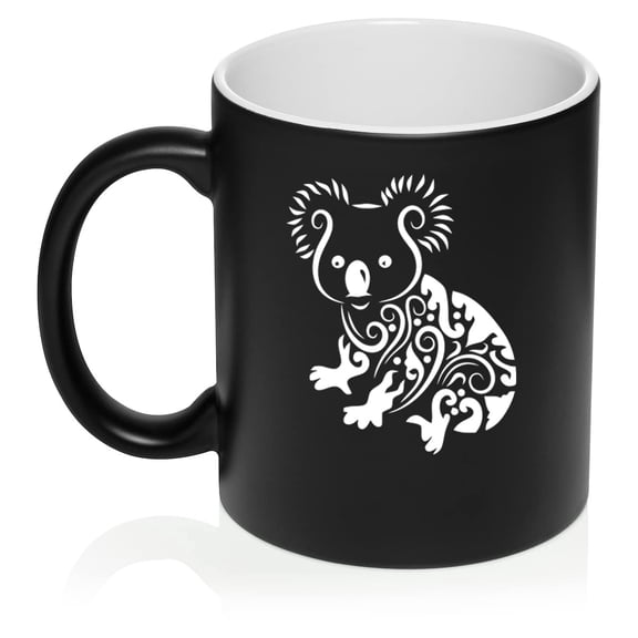 Fancy Koala Bear Ceramic Coffee Mug Tea Cup Gift for Her, Women, Daughter, Mom, Wife, Family, Coworker, Sister, Aunt, Grandma, Friend, Birthday, Cute, Friend, Save The Koala Day (11oz Matte Black)