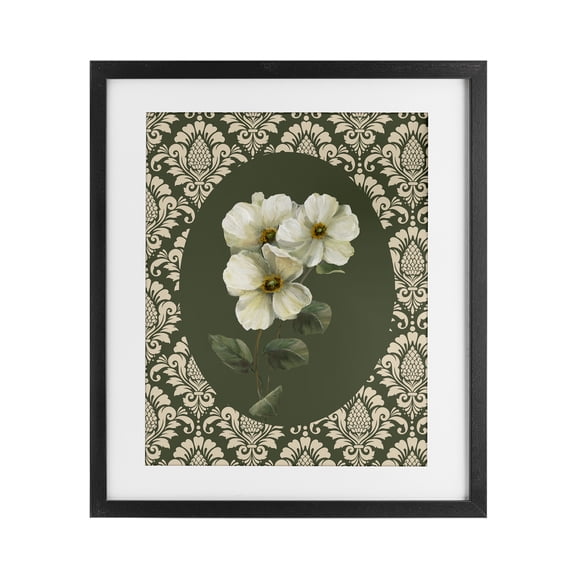 Stupell Industries Fancy Lace White Flowers Black Framed Print Under Glass, design by Nan, 16 x 13