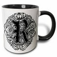 thumbnail image 1 of 3drose, Fancy Letter R, 11oz Two-tone Black Mug, 1 of 6