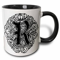 3drose, Fancy Letter R, 11oz Two-tone Black Mug