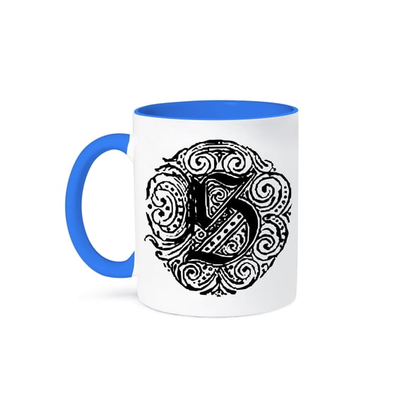 Fancy Letter S, 11oz Two-Tone Blue Mug
