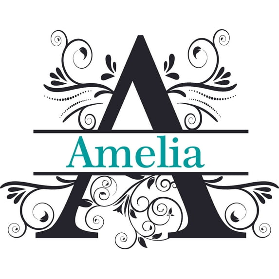 Fancy Letter Text Split Design Customized Wall Decal - Custom Vinyl Wall Art - Personalized Name - Baby Girls Boys Kids Bedroom Wall Decal Room Decor Wall Stickers Decoration Size (20x40 inch)