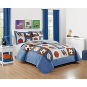 Fancy Linen 3-Piece Sport Football Basketball Baseball Quilt Set, Full
