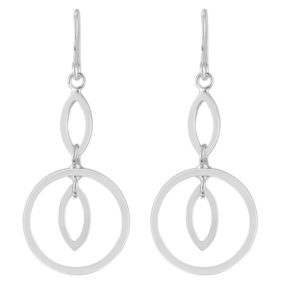Fancy Linked Mobile Oval Hoop Sterling Silver Dangle Earrings for Female Adult