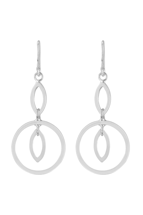 Fancy Linked Mobile Oval Hoop Sterling Silver Dangle Earrings for Female Adult