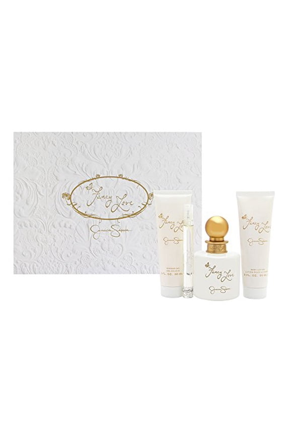 Fancy Love by Jessica Simpson for Women - 4 Pc Gift Set 3.4oz EDP Spray, 0.34oz EDP Mini Spray, 3oz Body Lotion, 3oz Bath & Shower Crme